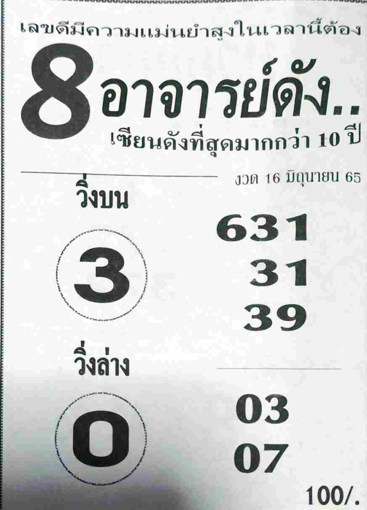 เลขเด็ดงวดนี้ หวย8อาจารย์ดัง