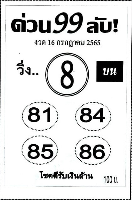 เลขเด็ดงวดนี้ หวยด่วน99ลับ