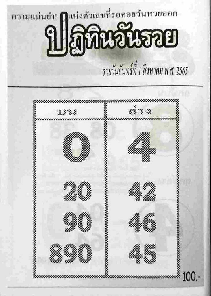 เลขเด็ด หวยปฏิทินวันรวย1-8-65