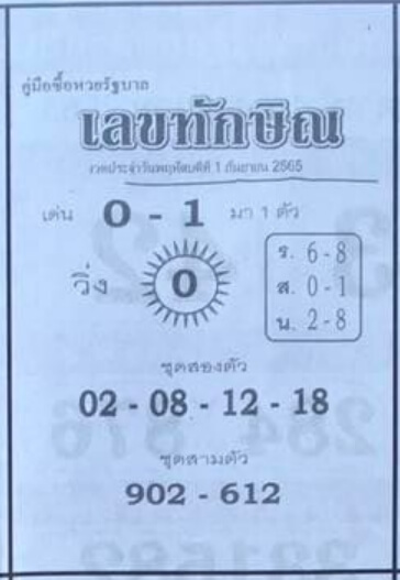 เลขดัง หวยเลขทักษิณ1/9/65