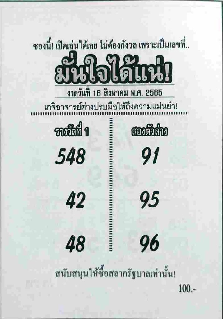 เลขเด็ด หวยมั่นใจได้แน่16-8-65