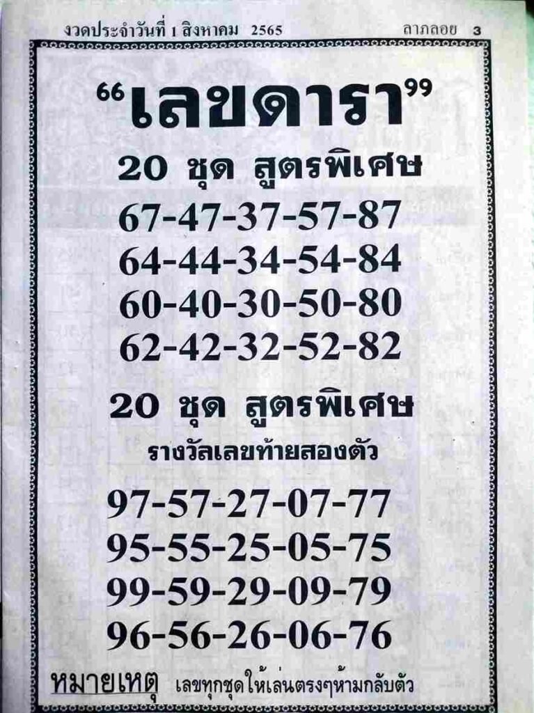 เลขเด็ด เลขดารา1-8-65