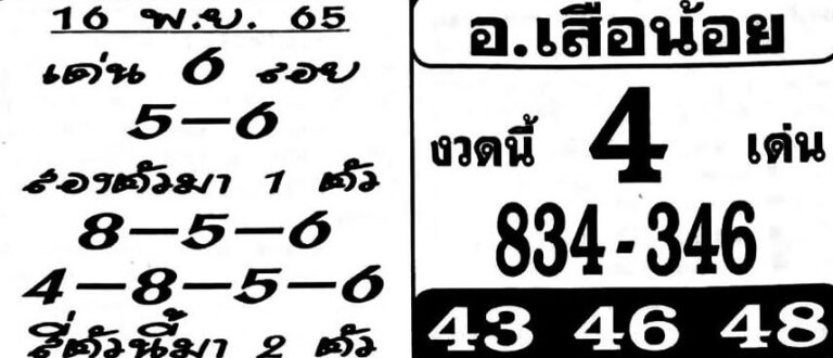 เลขเด็ดงวดนี้ หวยอาจารย์เสือน้อย1-11-65