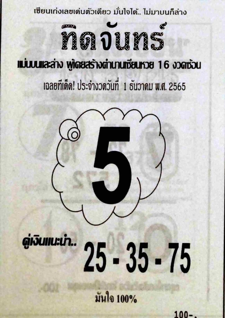 เลขเด็ดงวดนี้ หวยทิดจันทร์1-12-65