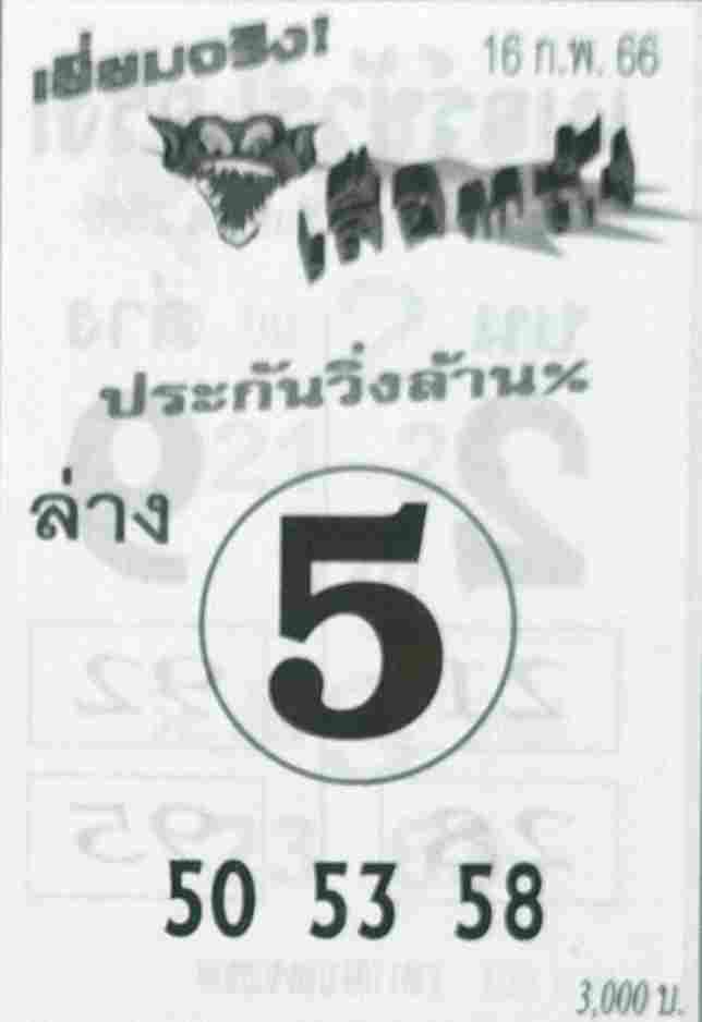 หวยเสือตกถัง 16-2-66