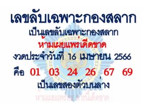 เลขลับเฉพาะกองสลาก 16-4-66