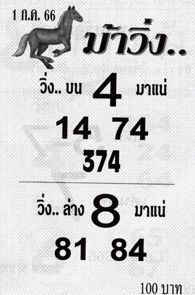 หวยม้าวิ่ง 1-7-66