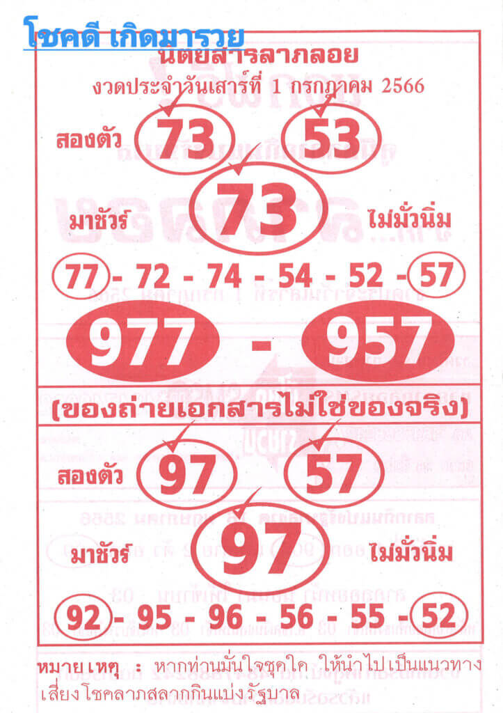 หวยลาภลอย 1-7-66