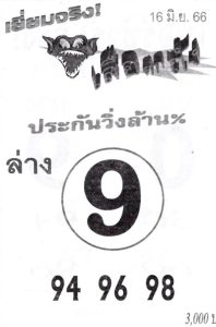 หวยเสือตกถัง 16-6-66