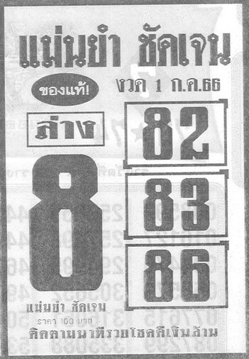 หวยแม่นยำชัดเจน 1-7-66