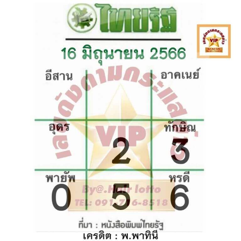 หวยไทยรัฐ 16-6-66