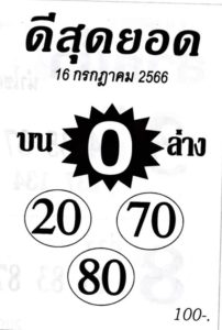 หวยดีสุดยอดงวดนี้ 16-7-66