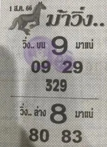 หวยม้าวิ่งงวดนี้ 31-7-66