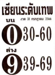 เลขเซียนระดับเทพงวดนี้ 31-7-66