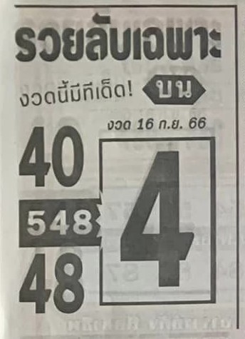 หวยรวยลับเฉพาะ 16-9-66