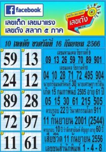 เลขดังสลาก5ภาค 16-9-66