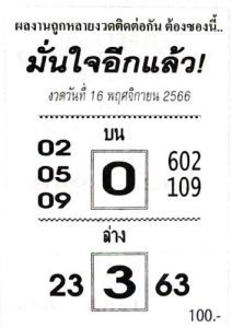 หวยมั่นใจอีกแล้ว 16-11-66